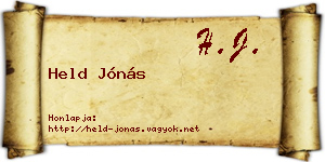 Held Jónás névjegykártya